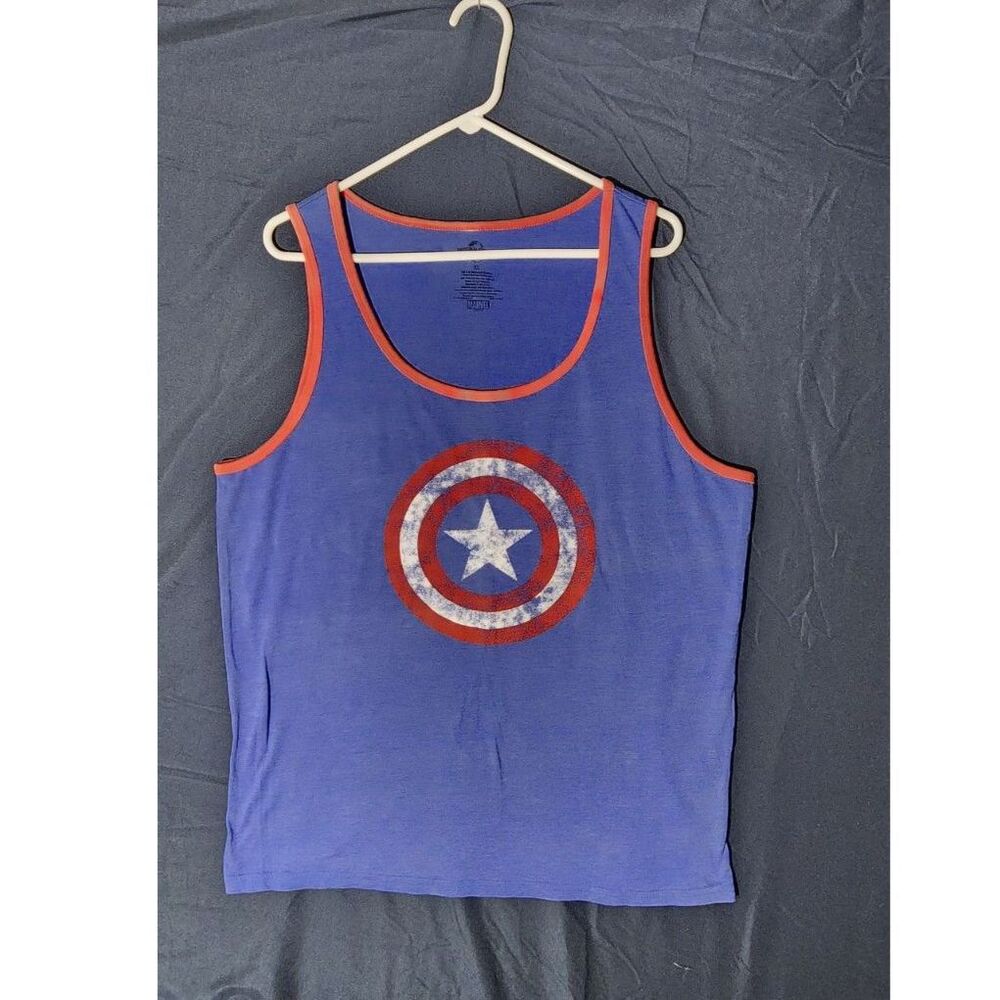 Universal Studios Marvel Captain America Shield Tank Top Blue Size XL